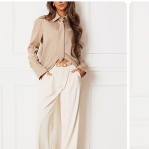 Elegant Cream Wide-Leg Pants